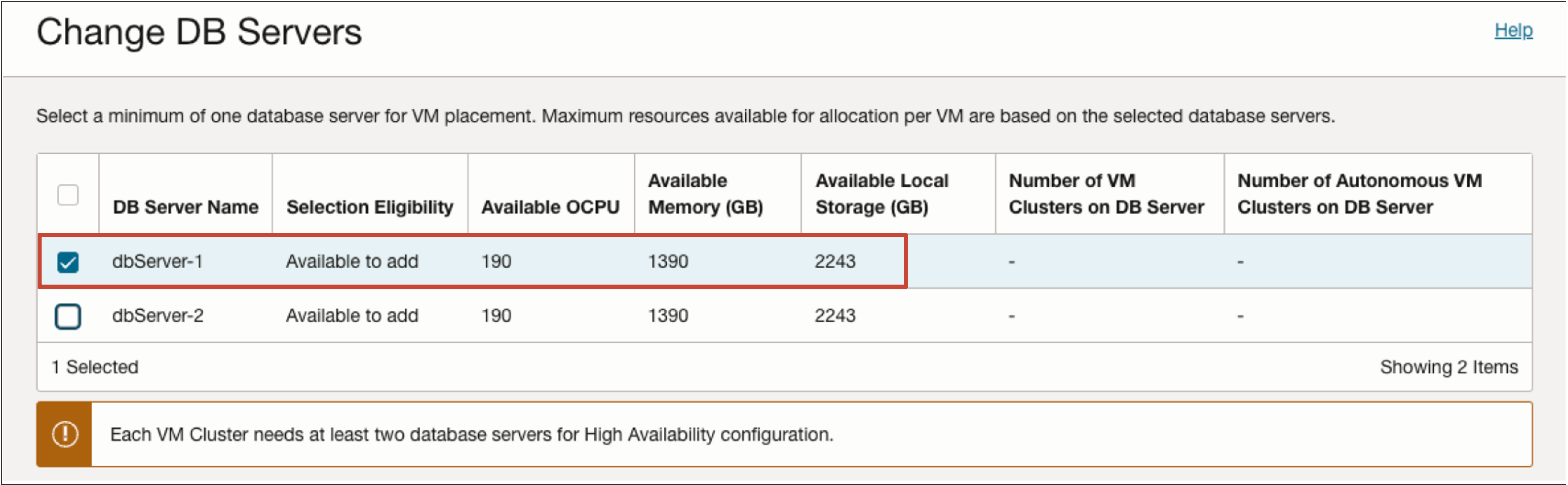 Imagem mostrando a Adição de um Único Servidor de BD
