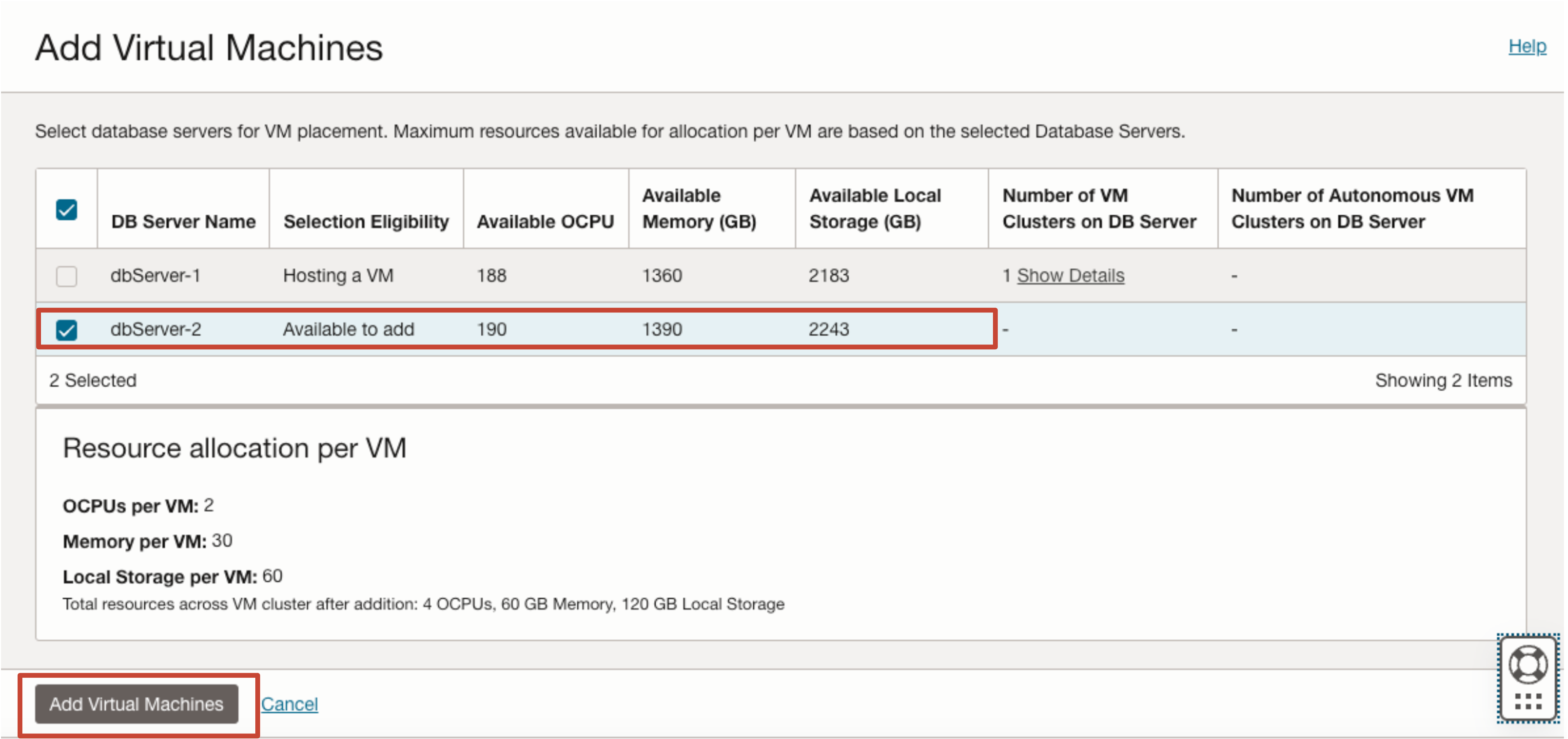 Imagem mostrando Adicionar Servidor de BD Elegível