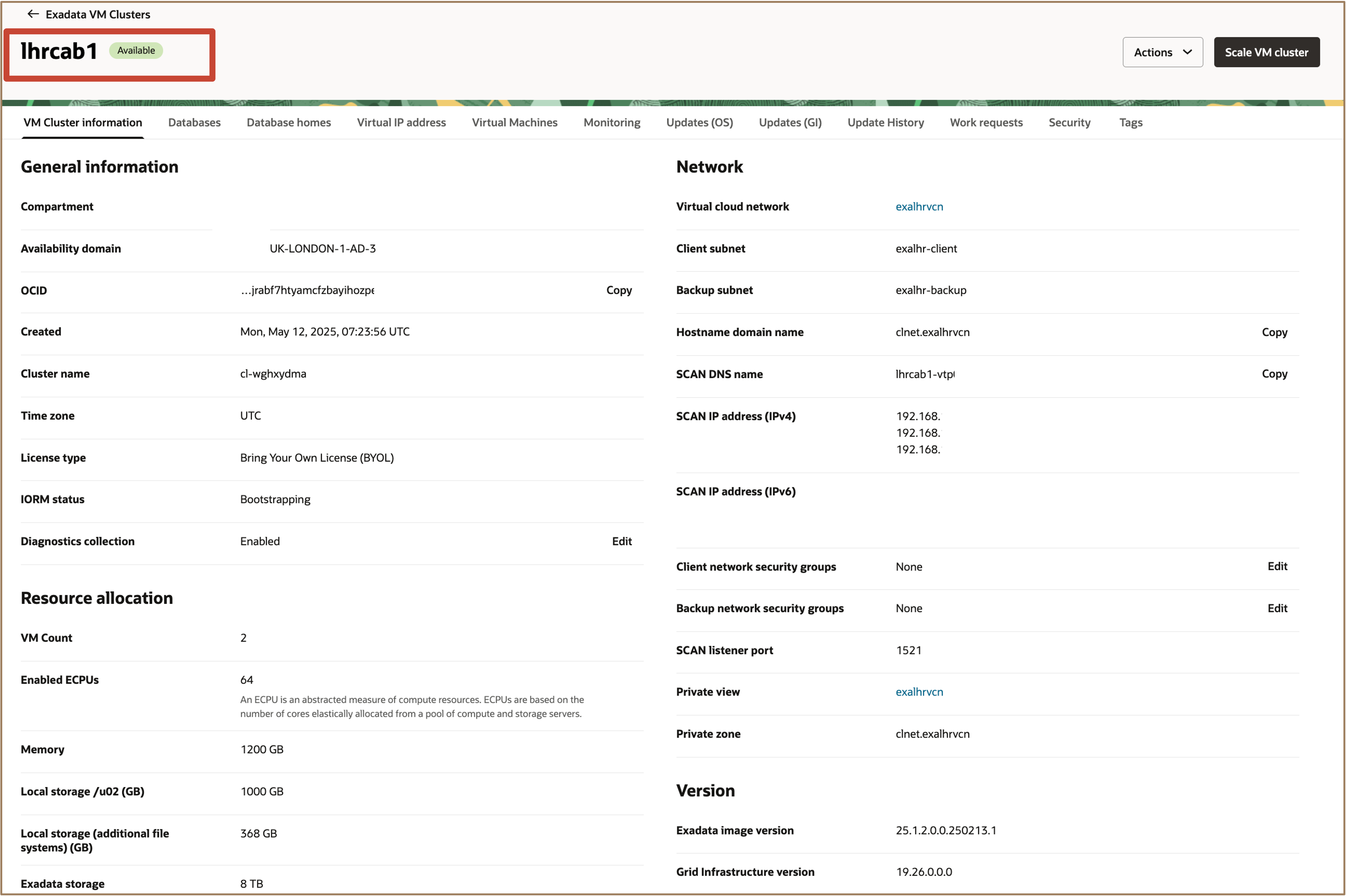 Imagem mostrando o provisionamento do novo cluster de vm na nuvem