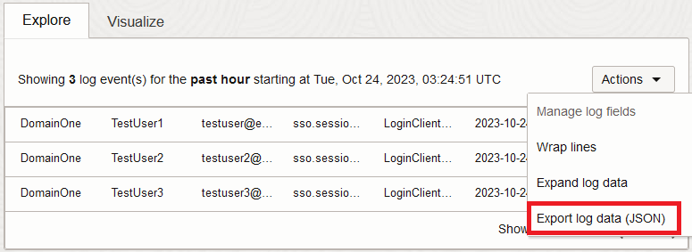 Exportando Dados de Log da Pesquisa de Log