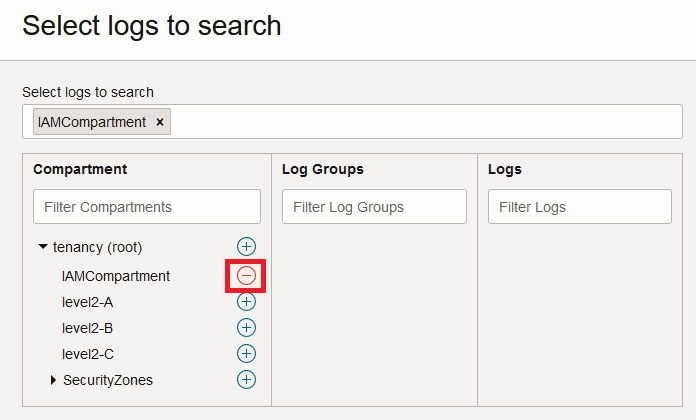 Adicionando o Compartimento à Pesquisa de Log