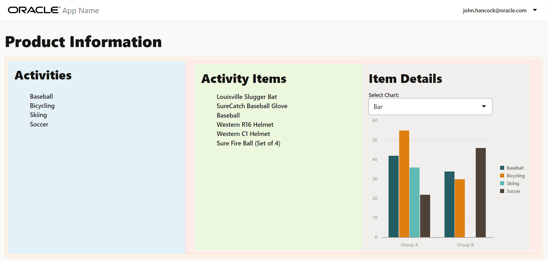 O aplicativo exibido para um tamanho de tela grande