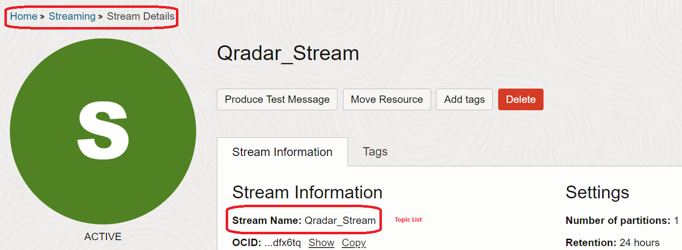 OCI Stream