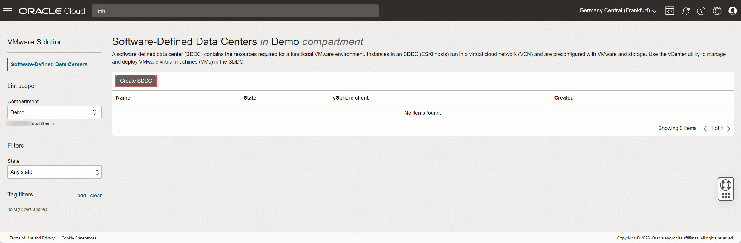 Criar SDDC
