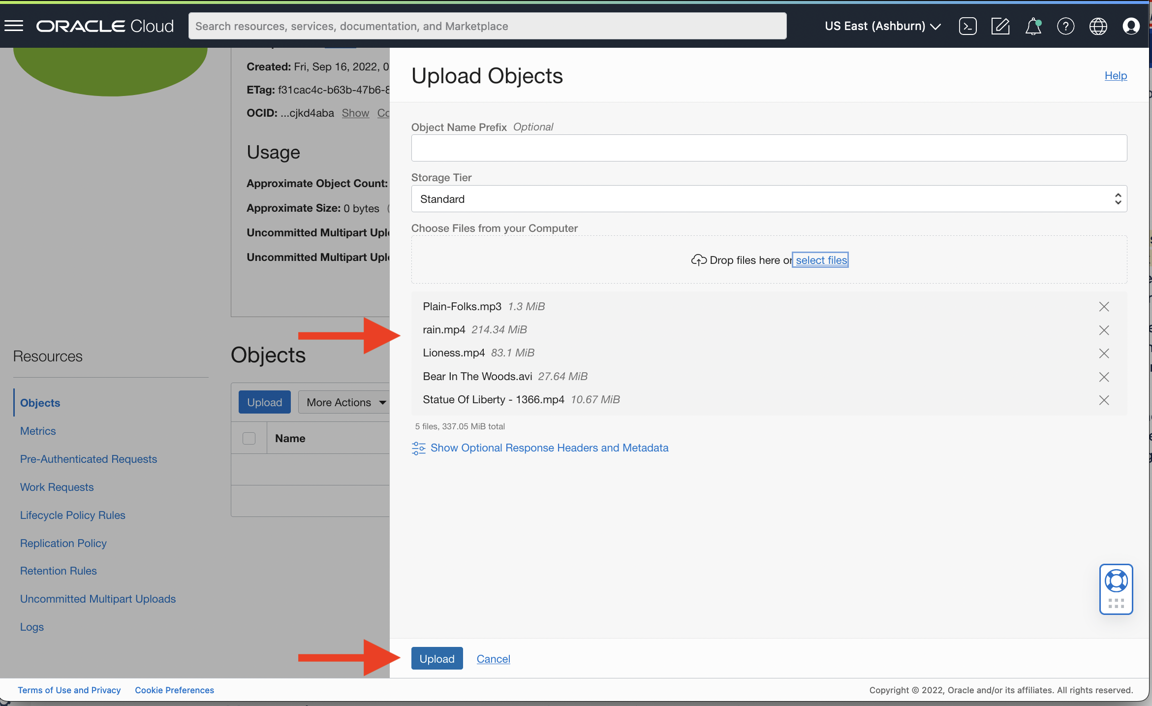 Fazer Upload de Objetos