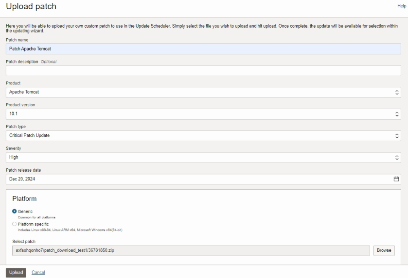 Upload do Patch