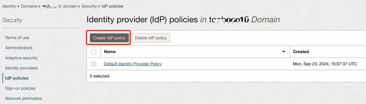 Criando política IdP.