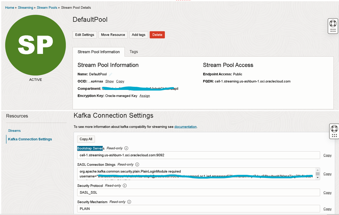 Copiar configurações de conexão do kafka Botão Editar