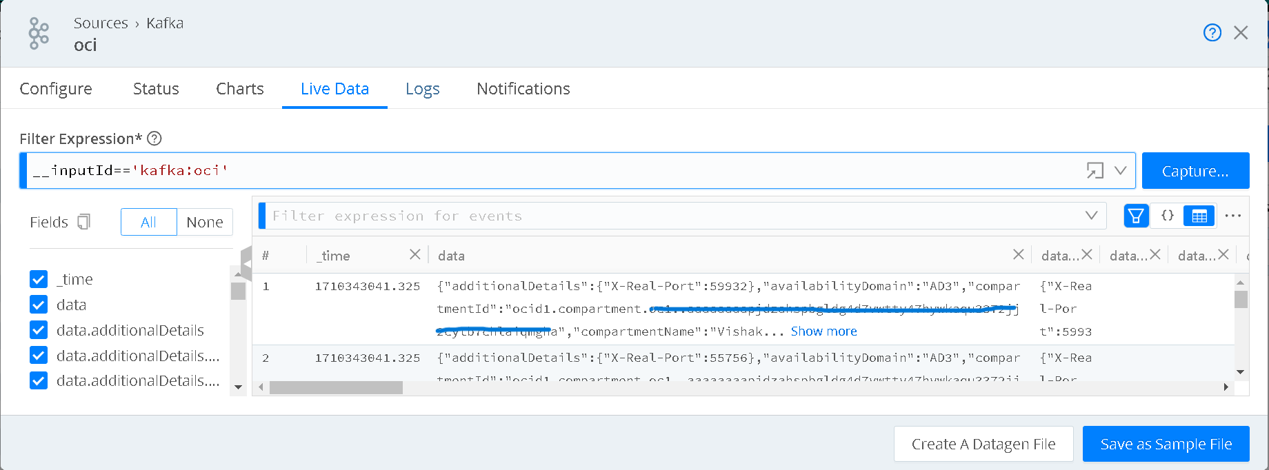Ver dados ao vivo Botão Editar
