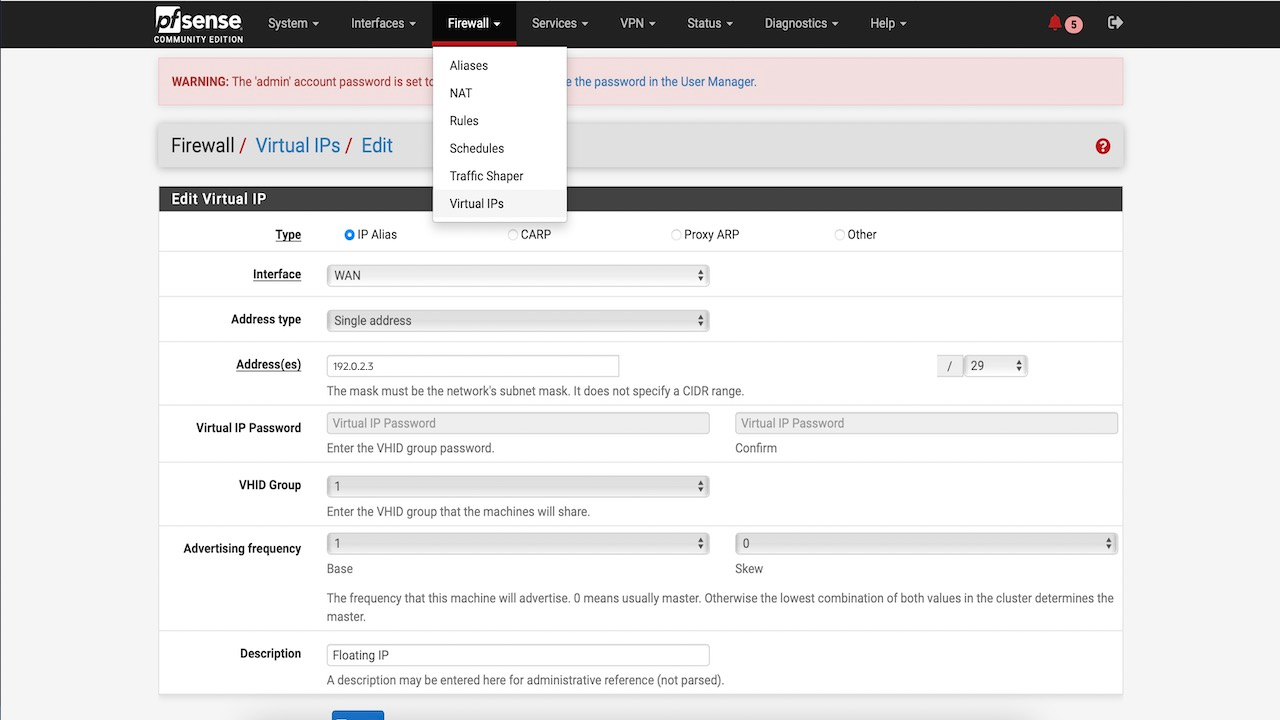 pfSense ip virtual