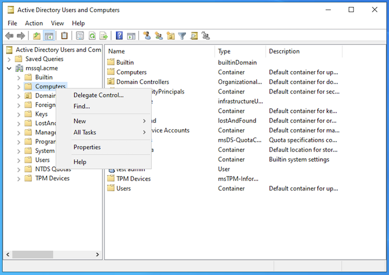Grupos de disponibilidade sempre ativos AD Computers Properties