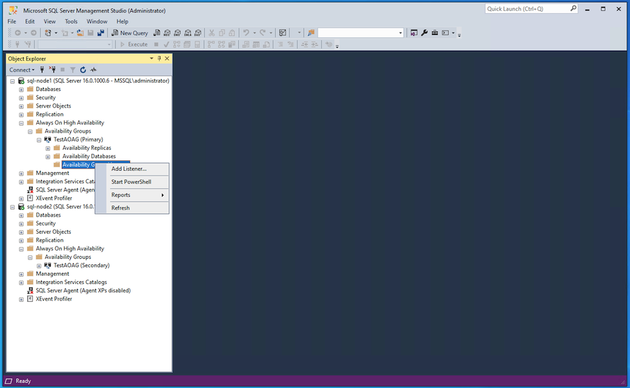 Grupos de disponibilidade Sempre Ativados - Adicionar Listener