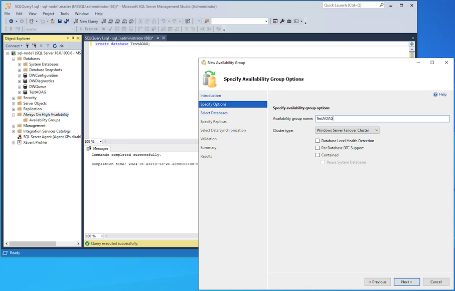 Grupos de disponibilidade Sempre Ativados Novo Nome AG