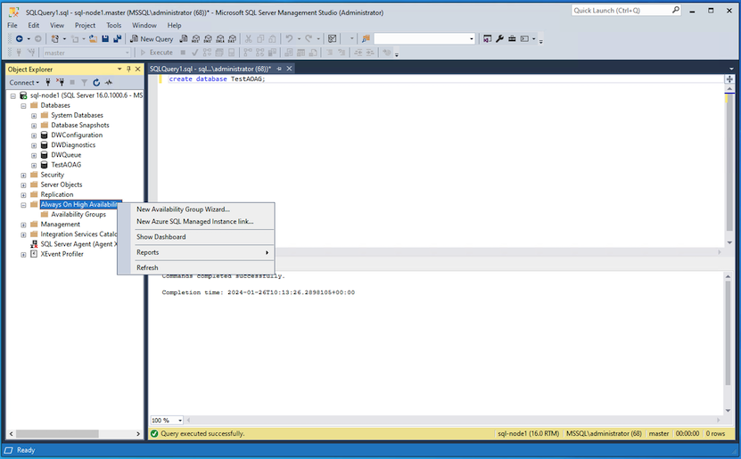 Always On: grupos de disponibilidade Novo Assistente AG