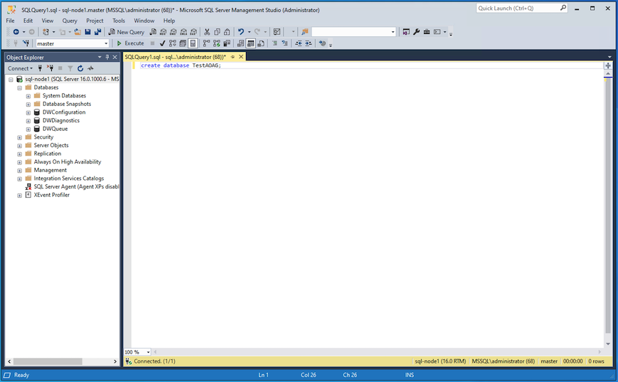 Grupos de disponibilidade Sempre Ativados Criar Banco de Dados