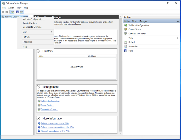 Criação do Cluster WSFC