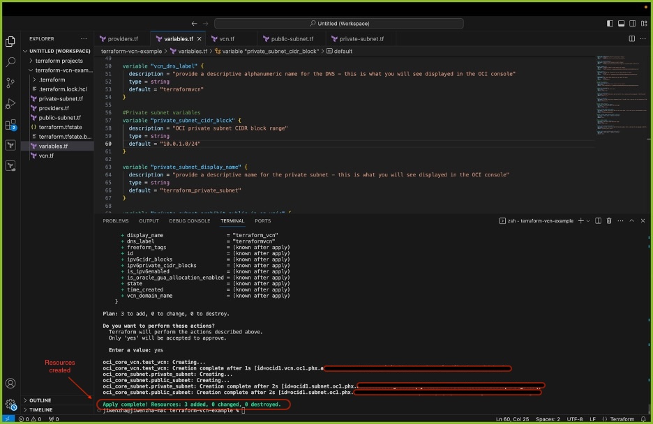 Exemplo de Execução do Terminal do Terraform