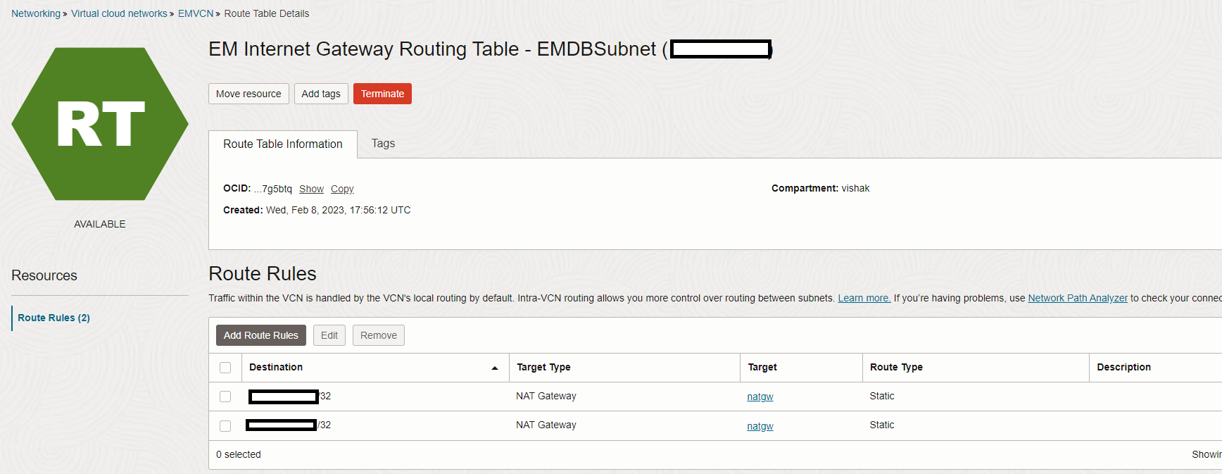 Adicionar Gateway NAT Botão Editar