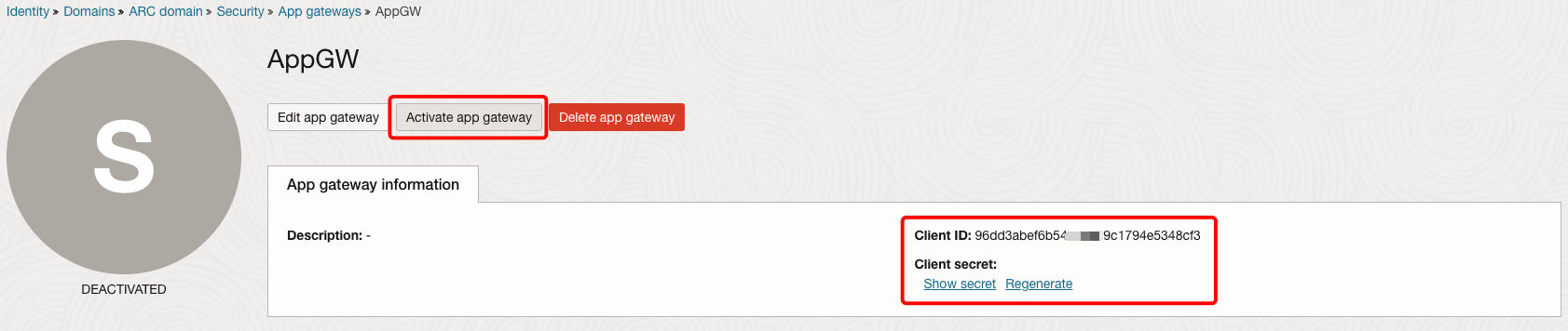 Ativando o gateway de aplicativo.