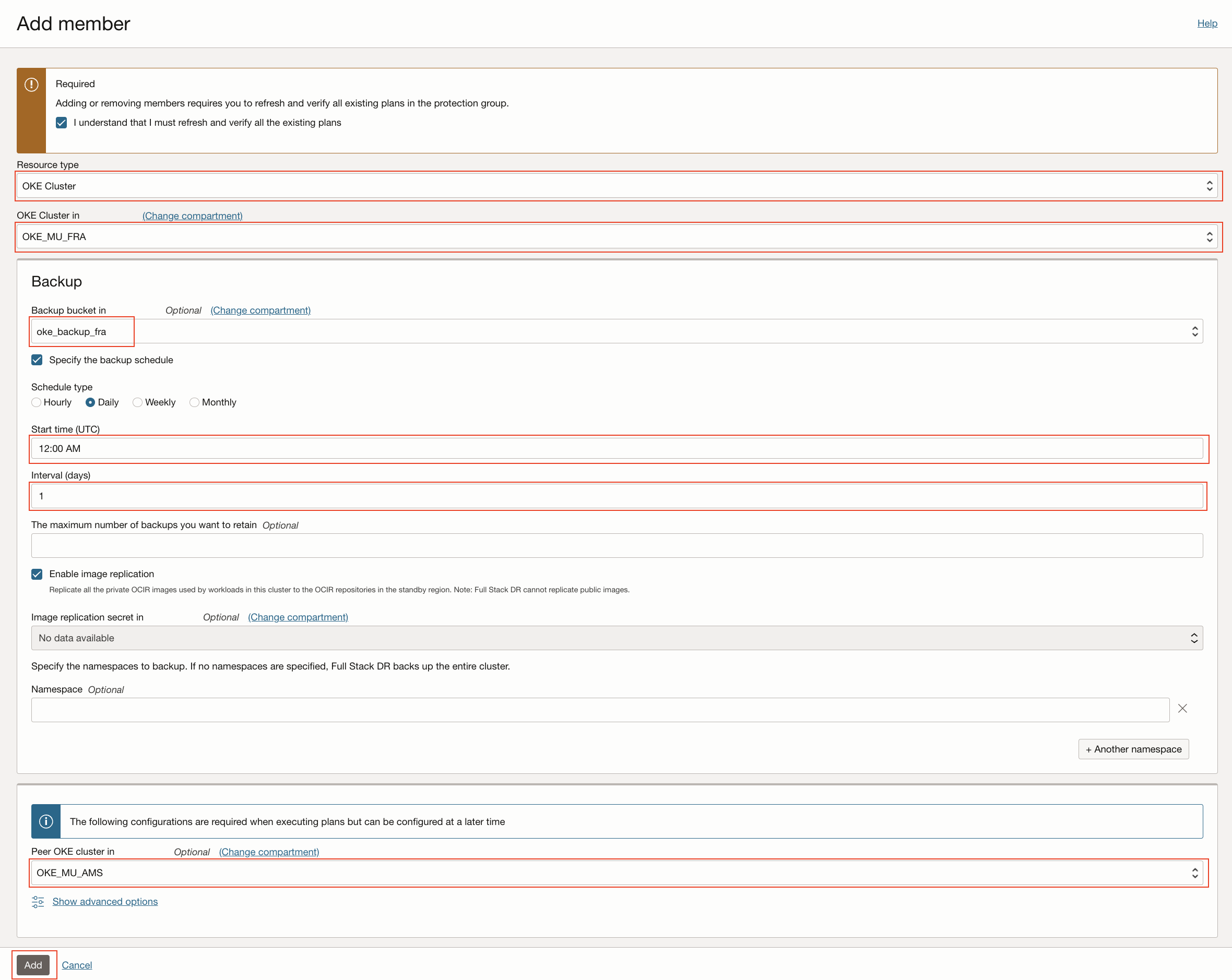 Adicionar Cluster Principal do OKE