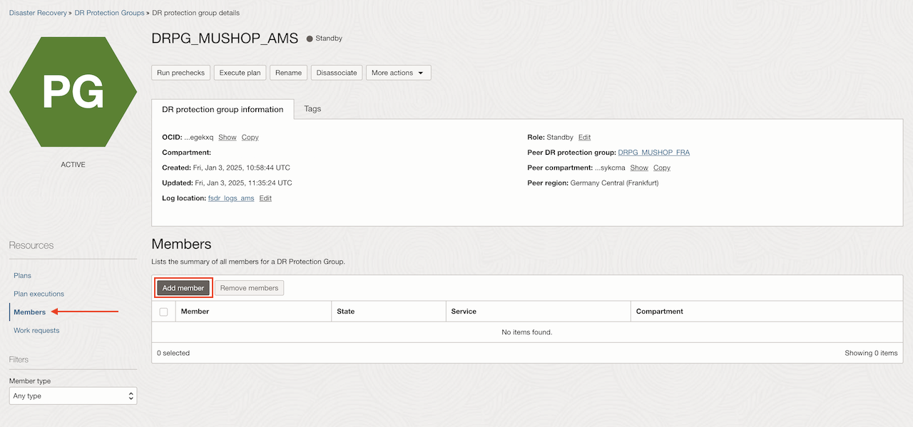 Adicionar Cluster do OKE Stand-by