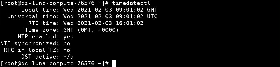 saída timedatectl