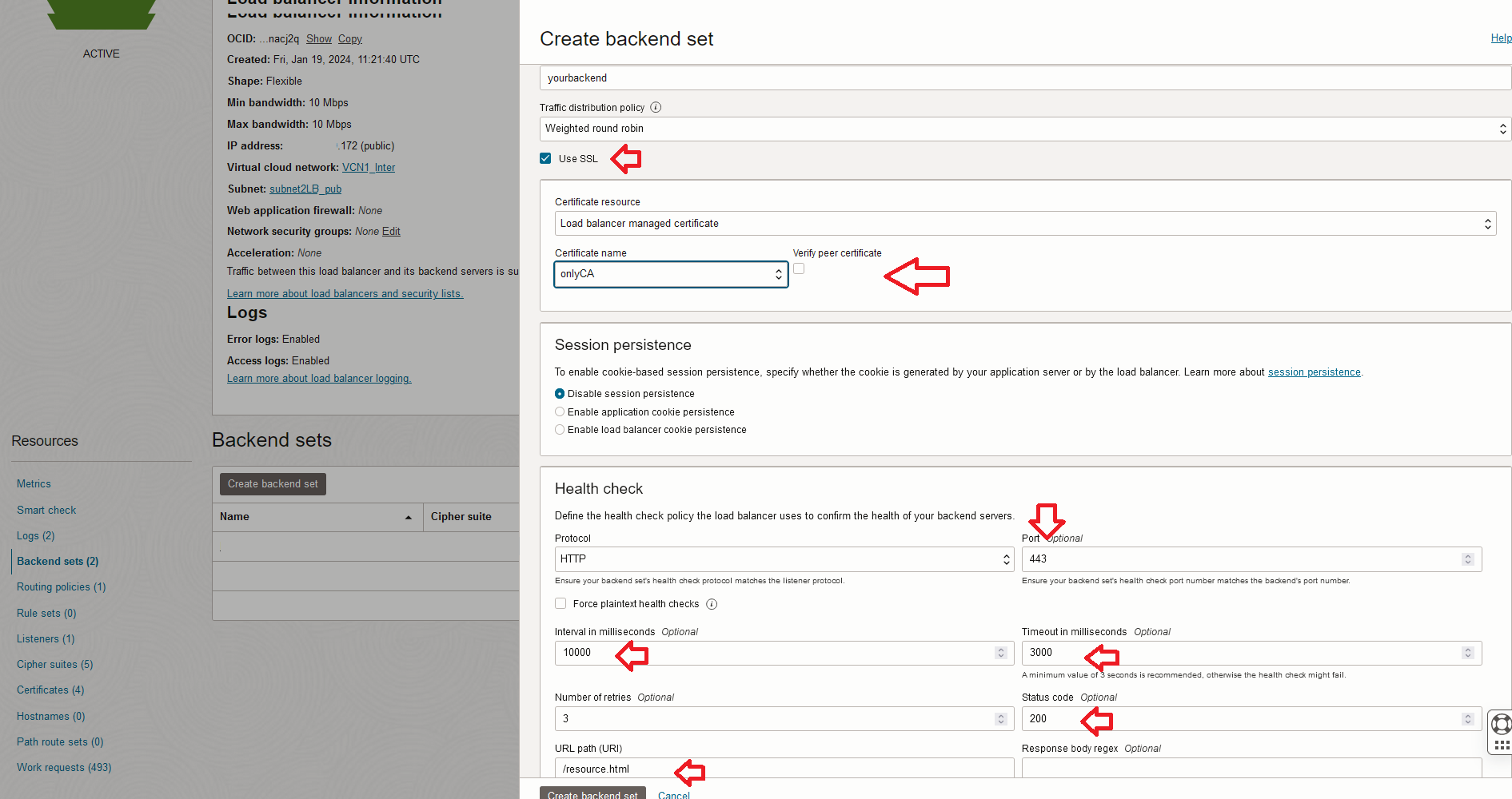 Conjunto de Backend do Balanceador de Carga 1