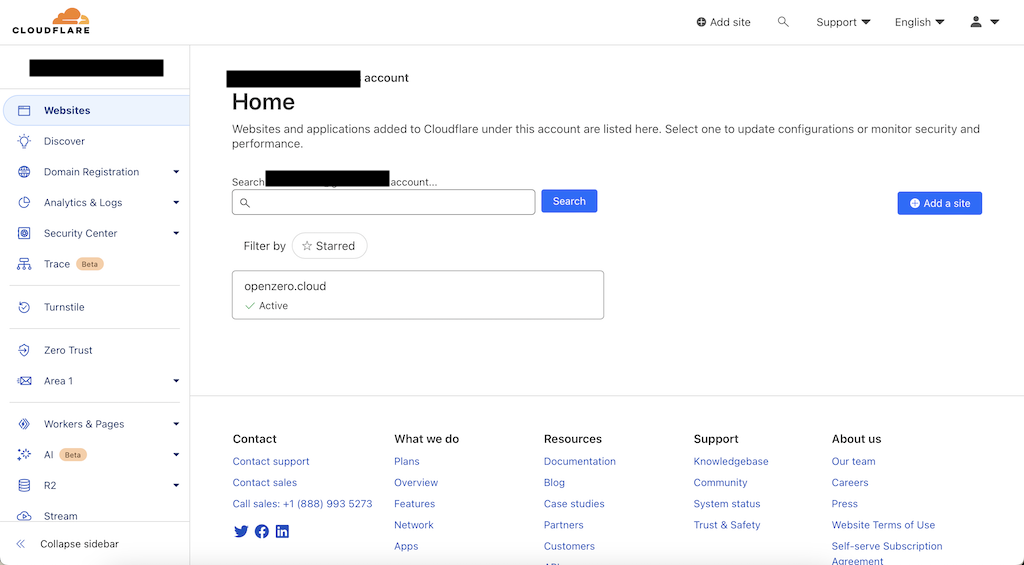 image Depois de Adicionar Site