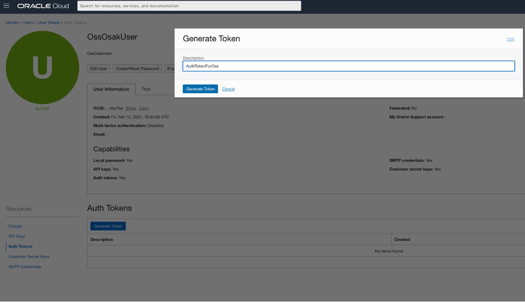 Criação de token de autenticação do usuário