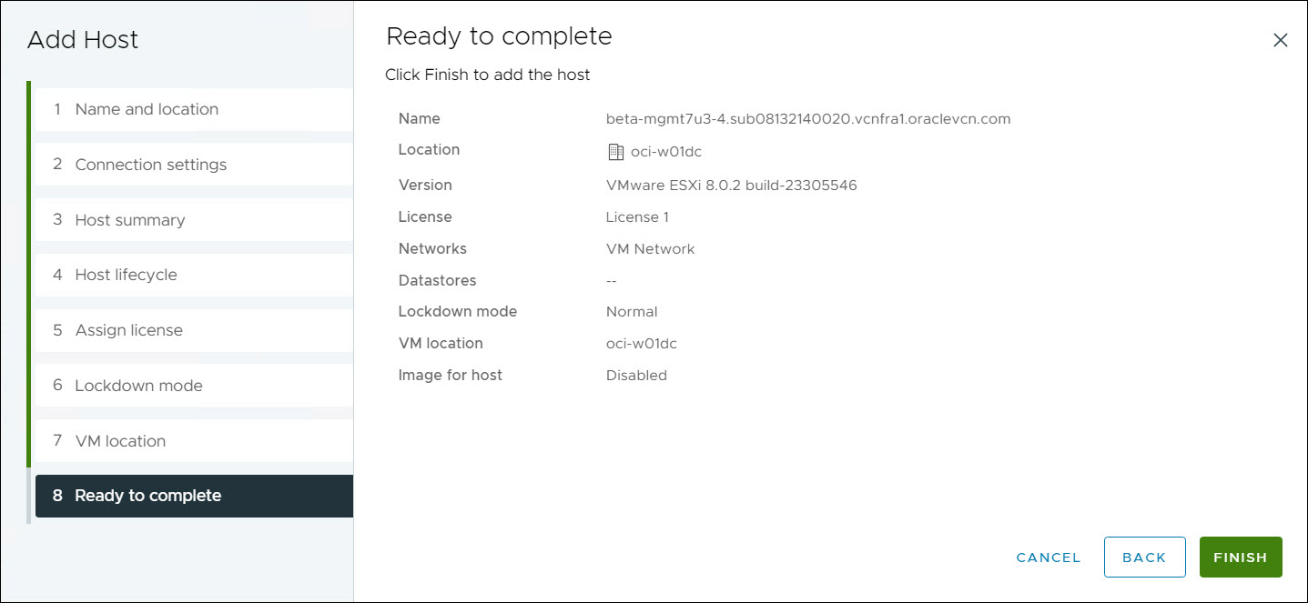 Adicionar Novo Host - Revisar e Finalizar