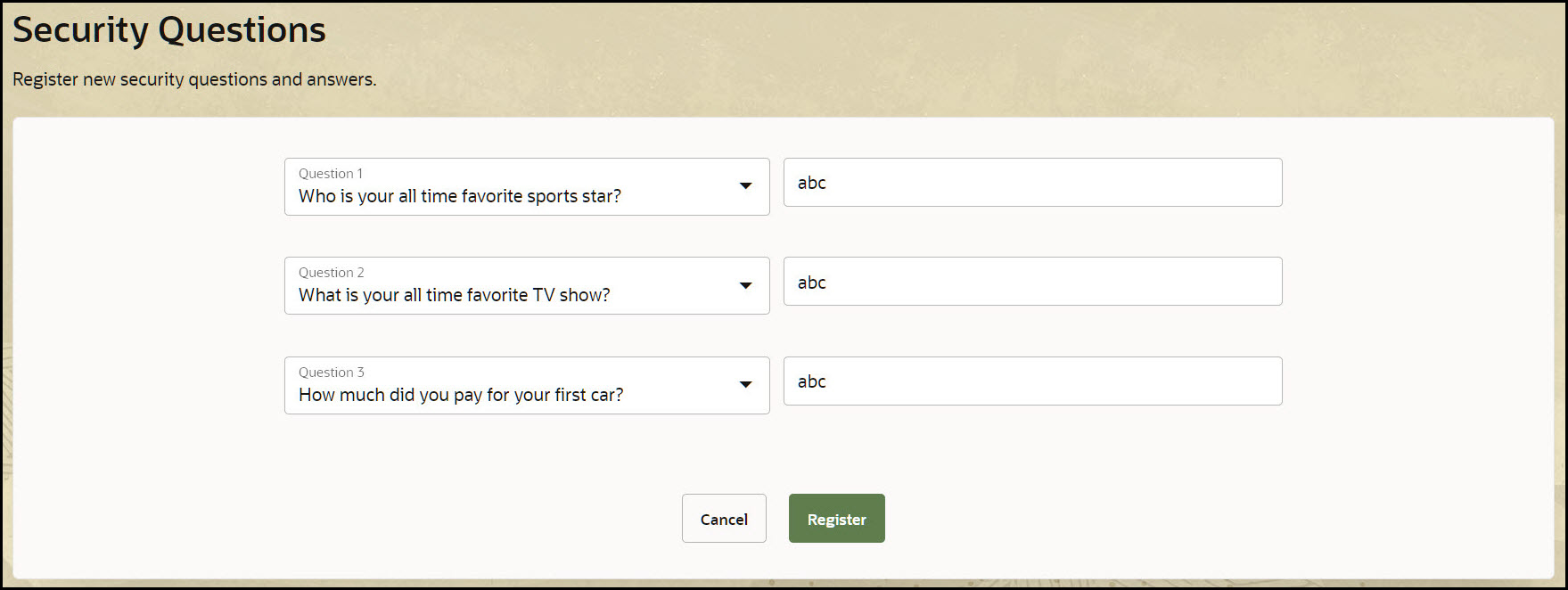 **Configurar Pergunta de Segurança**
