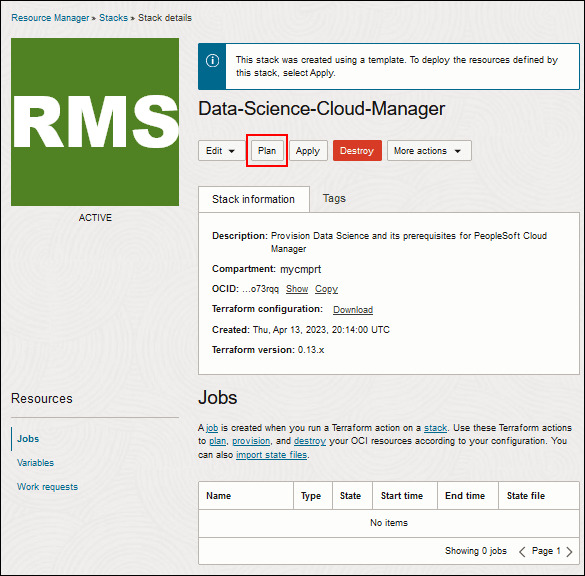堆栈详细信息页面