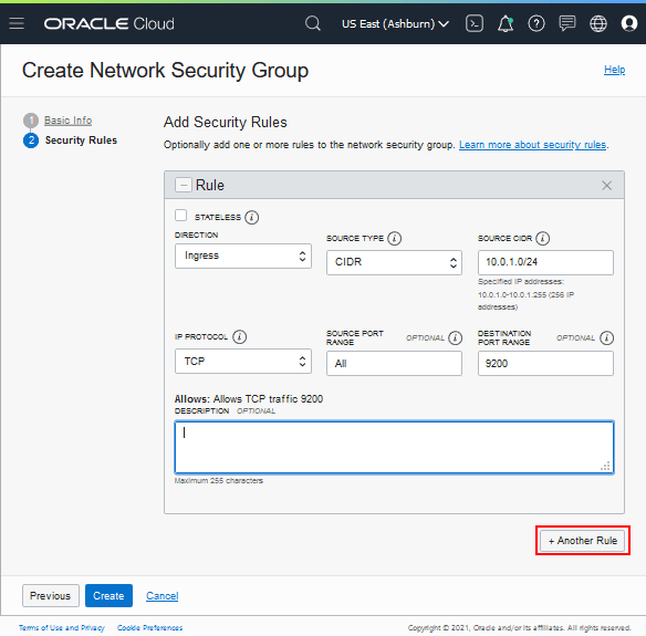 使用一个 NSG 创建网络安全组页