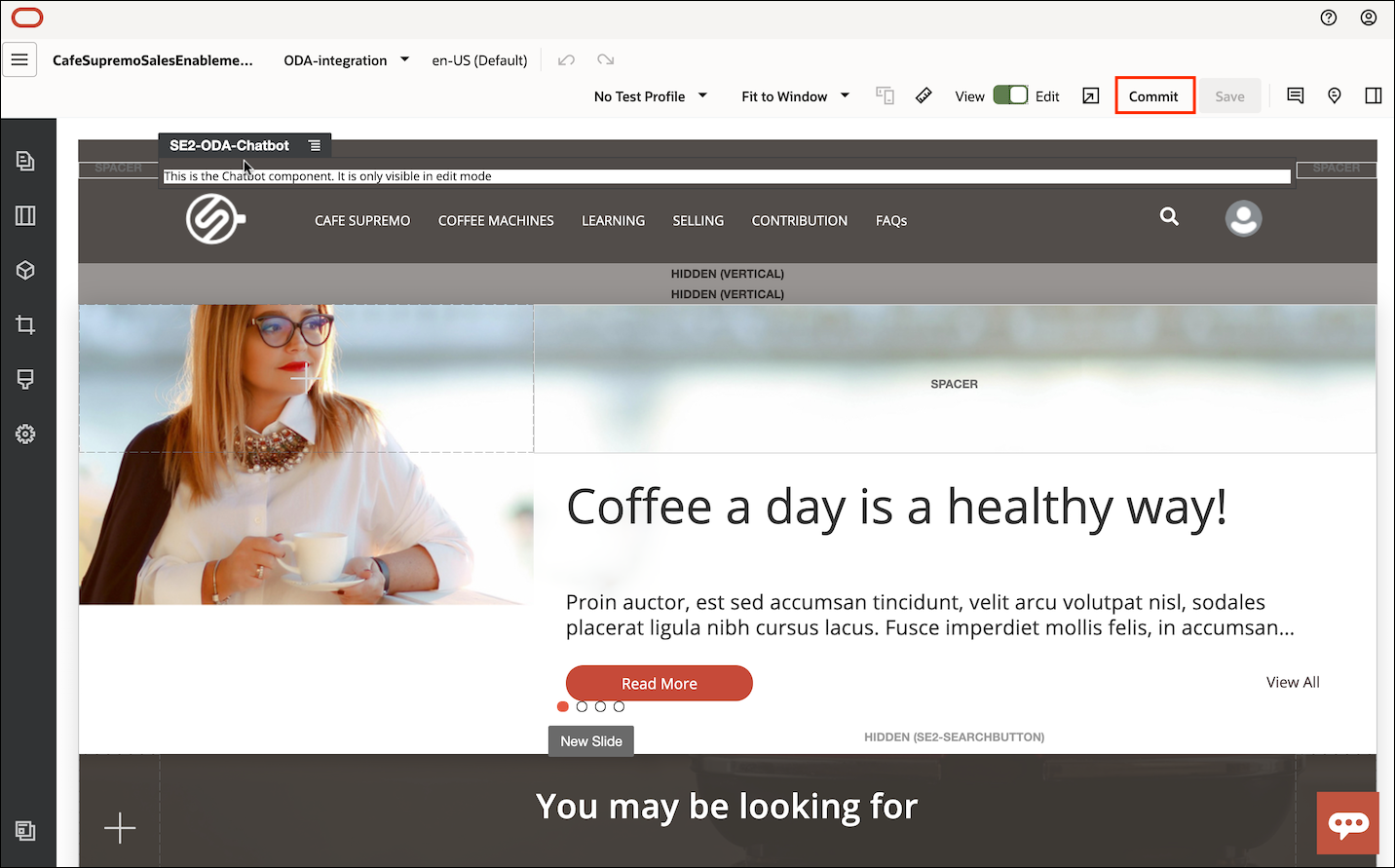 此图显示在 Site Builder 中提交更改的步骤。