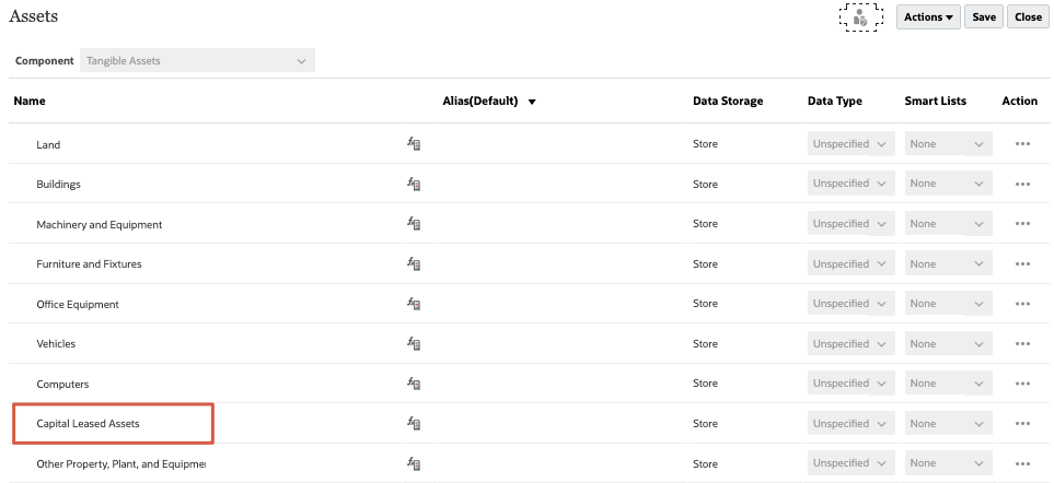 “资产”对话框