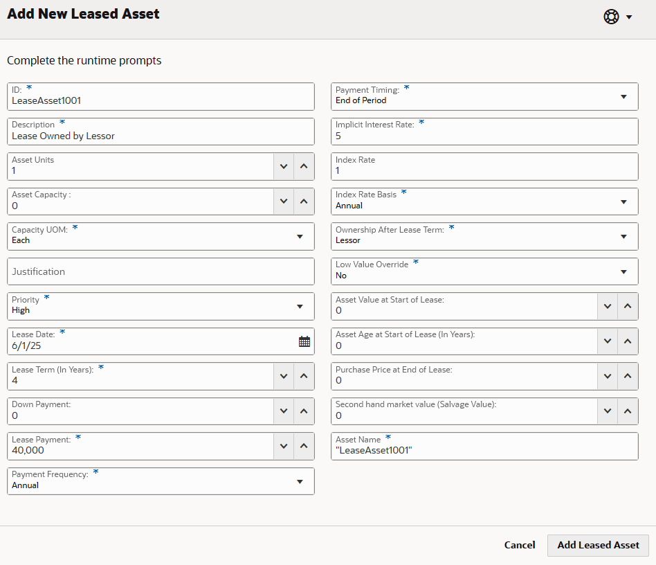 添加租赁资产详细信息