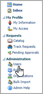 在左侧窗格中，“Users（用户）”显示在“Administration（管理）”标题下方