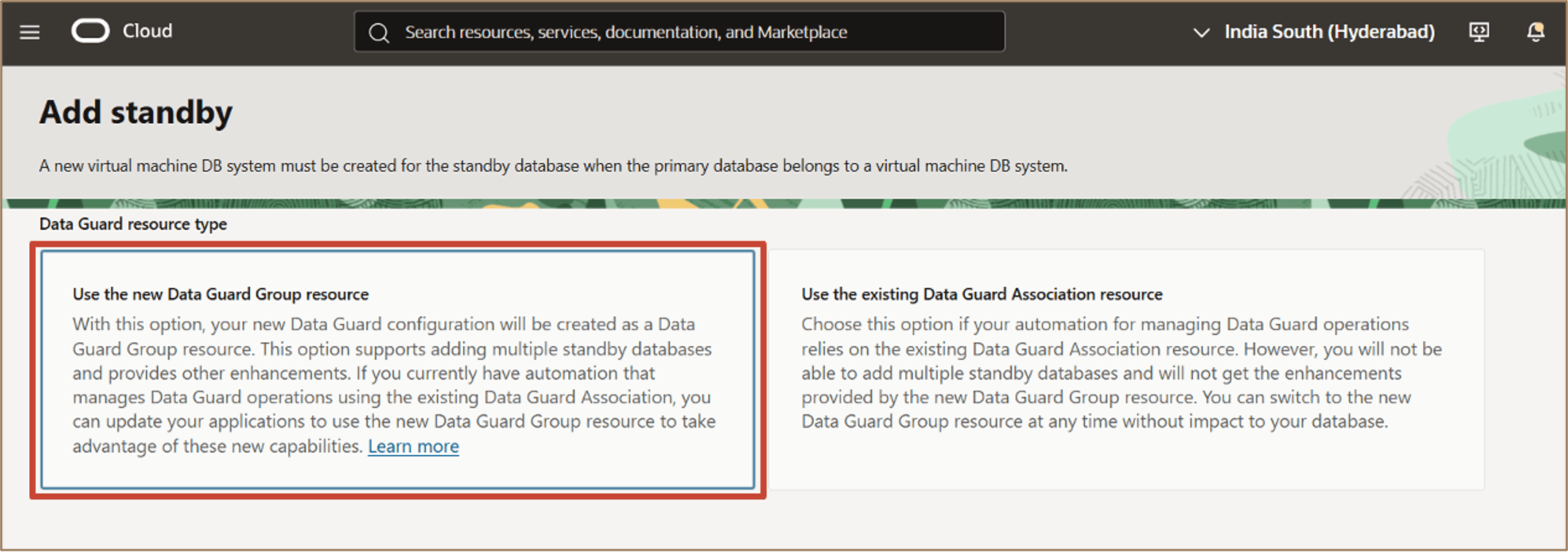 图中显示了添加第一个备用数据库