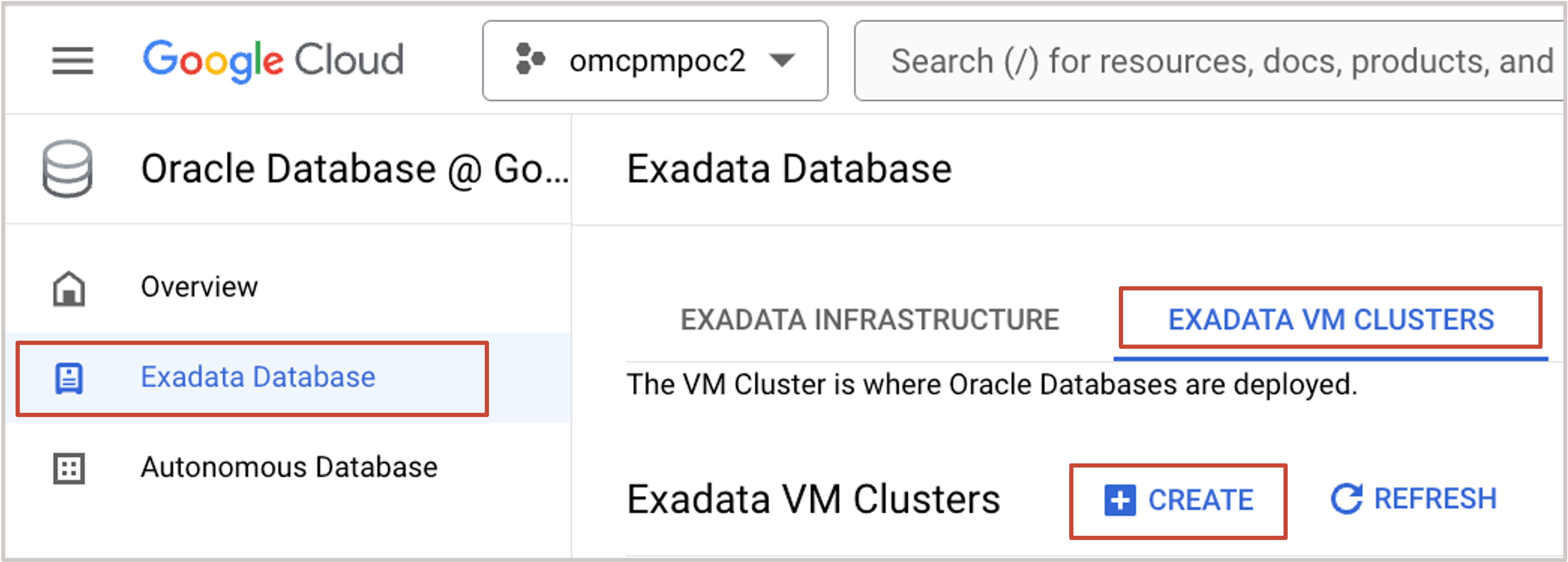 图中显示了 "Create Exadata VM Cluster"