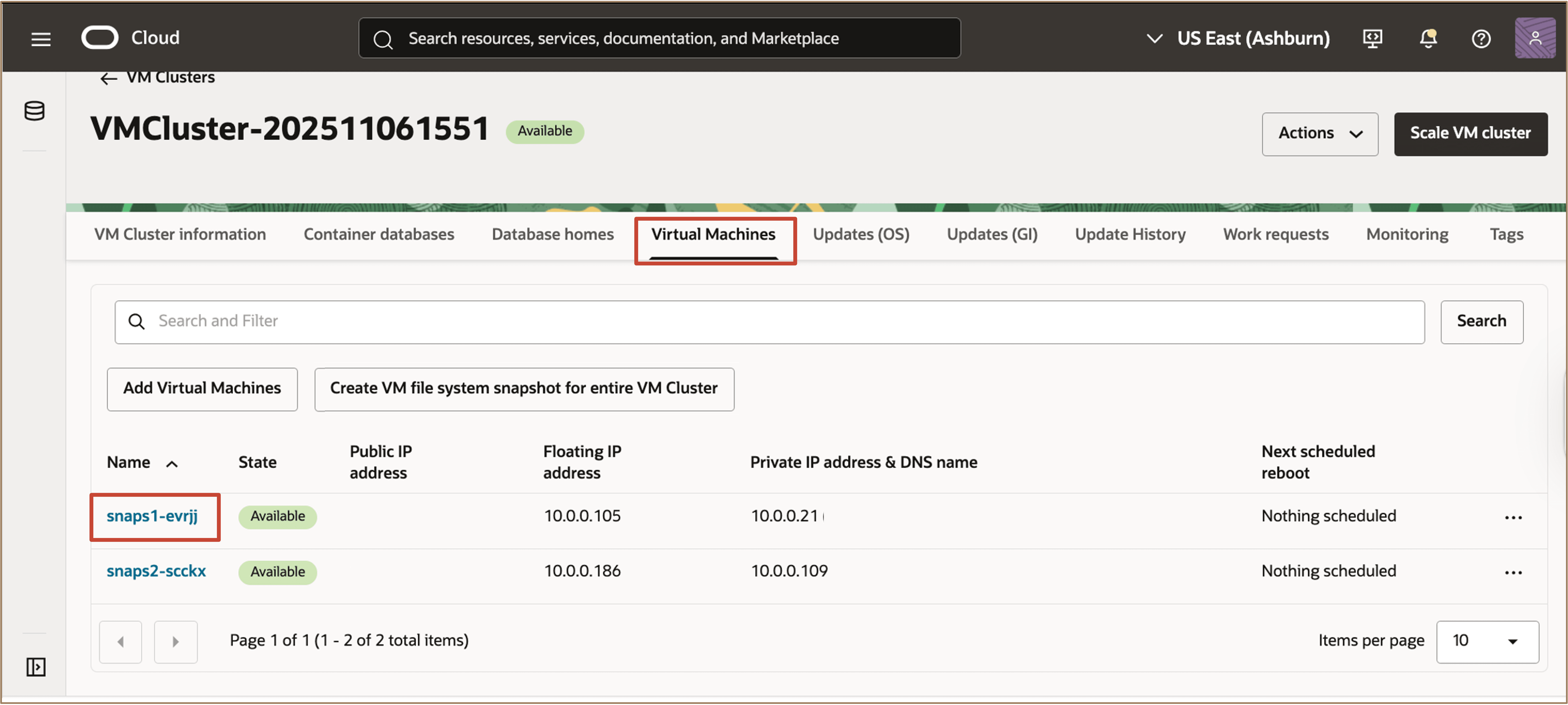 为E 级(Exascale) InfrastructureOracle Exadata Database Service on Exascale  Infrastructure 上的Oracle Exadata Database Service 创建VM 文件系统快照