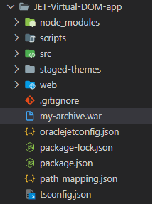 Oracle JET 虚拟 DOM 应用程序根目录中的 WAR 文件