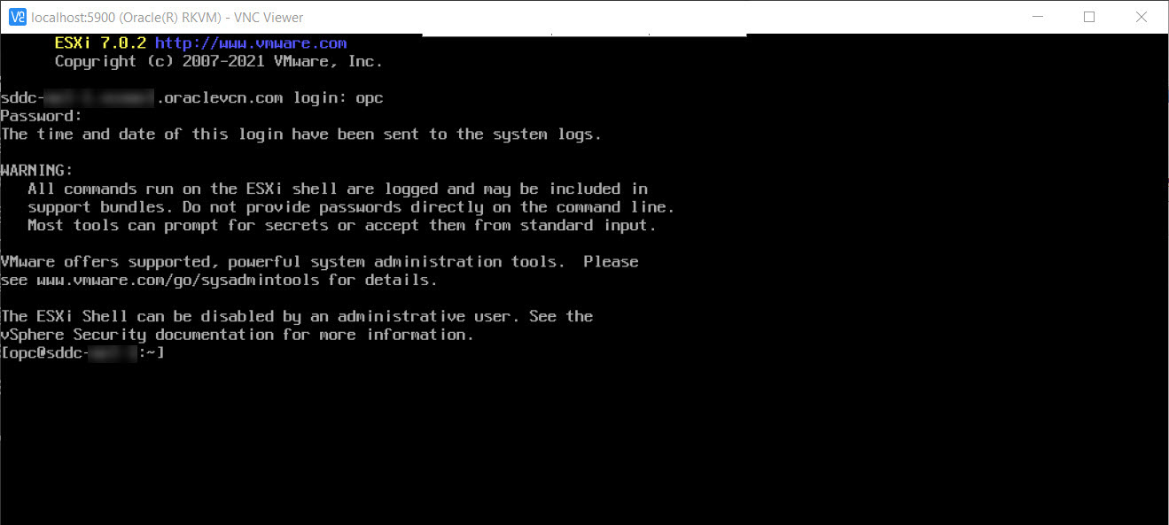 从控制台连接登录到 ESXi shell