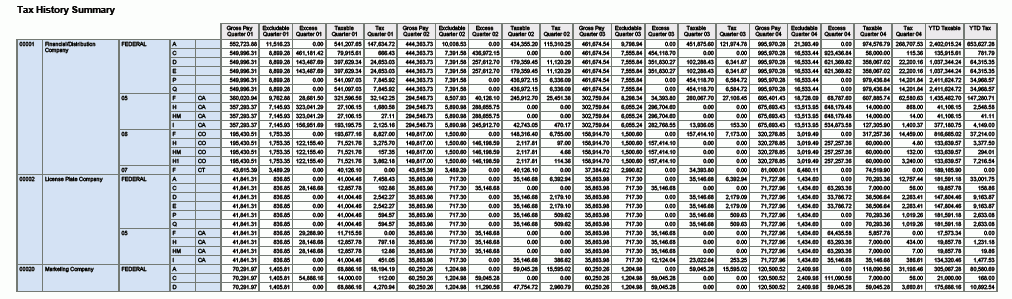 稅務歷史記錄 - 依季度報表。