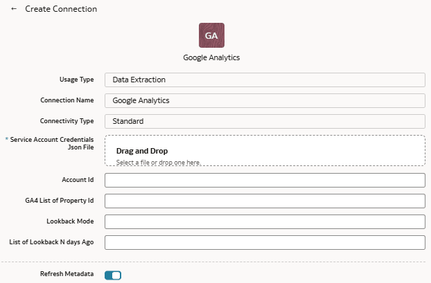 建立 Google Analytics 連線對話方塊