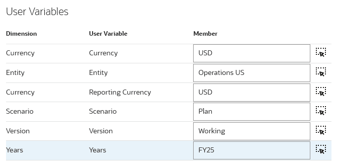 具有所選成員的使用者變數