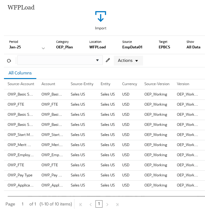 已在維護作業中匯入資料