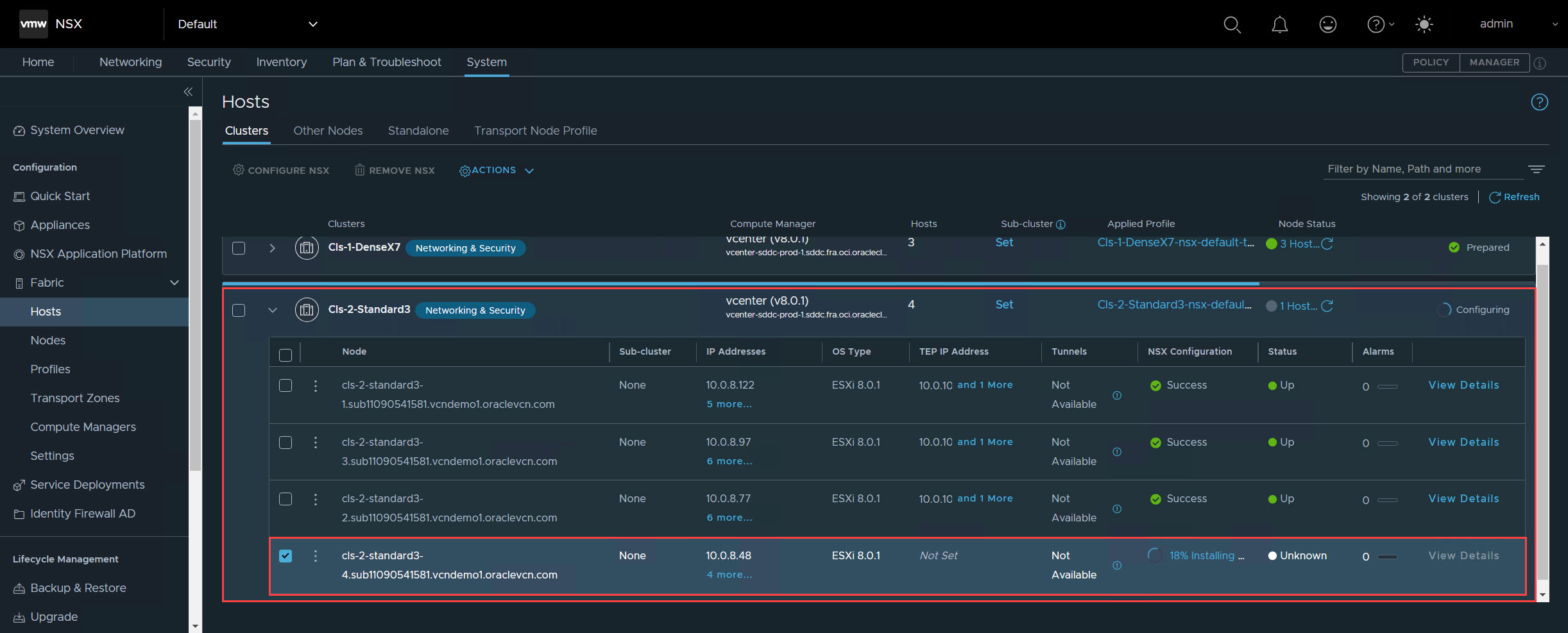 NSX - 在主機上安裝 NSX 組態