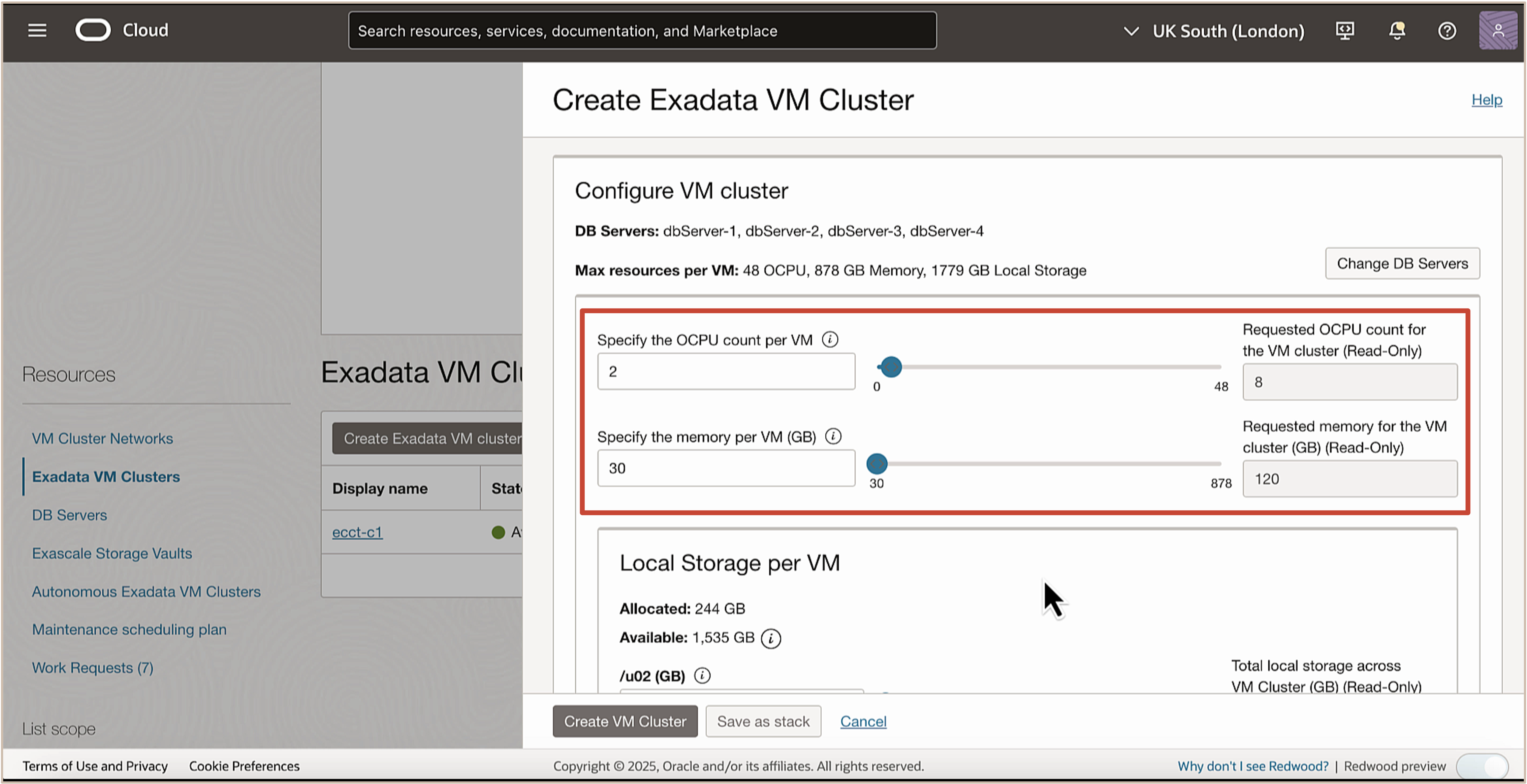 顯示 Exadata VM 叢集的映像檔