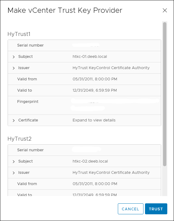 建立新的從屬端憑證畫面