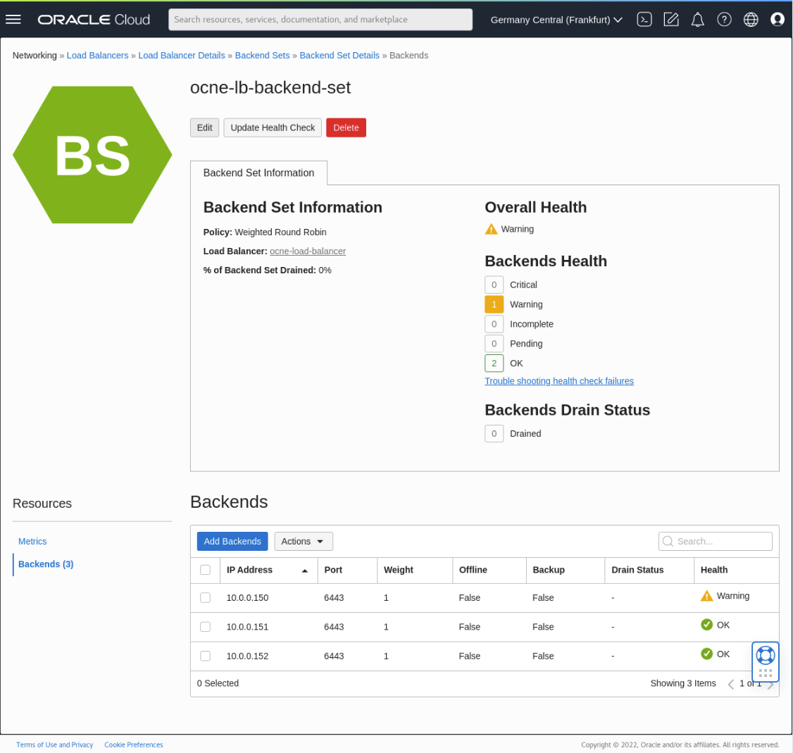 使用 Oracle Cloud Native Environment 部署外部負載平衡器